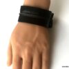 N7217c Bracelet Manchette cuir femme ou homme noir - Bijoux Bracelets en ligne Ninanina