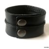 N7217f Bracelet Manchette cuir femme ou homme noir - Bijoux Bracelets en ligne Ninanina
