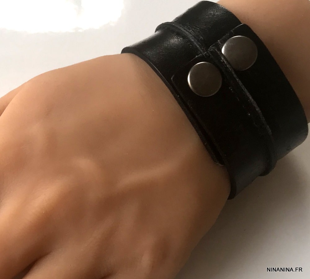 Bracelet de force musculation en cuir marron chocolat - Ninanina