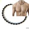N7221c Collier pierre de lave homme ras de cou acier inoxydable - Bijoux Colliers en ligne Ninanina