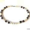 N7223 Collier perles Bois et Acier Inoxydable ras de cou homme - Bijoux Colliers en ligne Ninanina