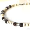 N7223a Collier perles Bois et Acier Inoxydable ras de cou homme - Bijoux Colliers en ligne Ninanina