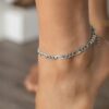 N7239 Chaîne de cheville acier chirurgical argent maille figaro - Bijoux de pied en ligne Ninanina