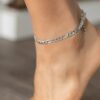 N7239b Chaîne de cheville acier chirurgical argent maille figaro - Bijoux de pied en ligne Ninanina