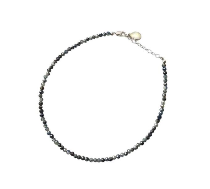 N7237a Chaine Cheville originale pierre semi precieuse Labradorite - Bijoux de pied en ligne Ninanina