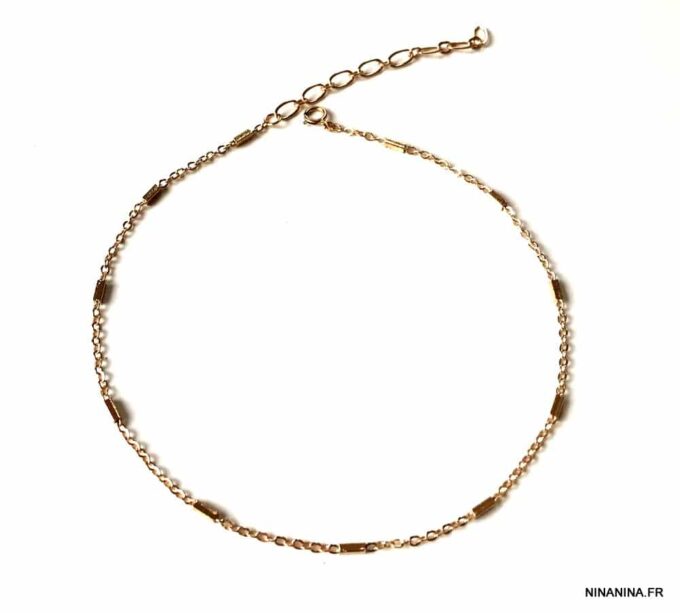 N7252a Chaine de cheville reglable Plaqué Or maille fantaisie - Bijoux de pied en ligne Ninanina