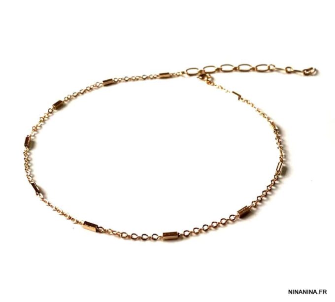 N7252e Chaine de cheville reglable Plaqué Or maille fantaisie - Bijoux de pied en ligne Ninanina