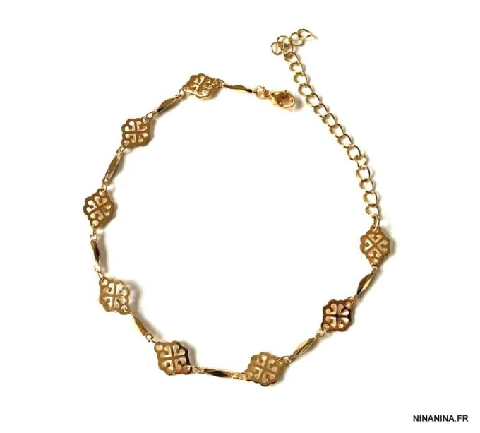 N7253e Bracelet cheville grande taille laiton Plaqué Or femme - Bijoux de pieds en ligne Ninanina
