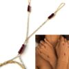 N7254c Bracelet bague main Chaine plaqué or pierre grenat rouge - Bijoux Bracelets en ligne Ninanina
