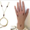 N7254e Bracelet bague main Chaine plaqué or pierre grenat rouge - Bijoux Bracelets en ligne Ninanina