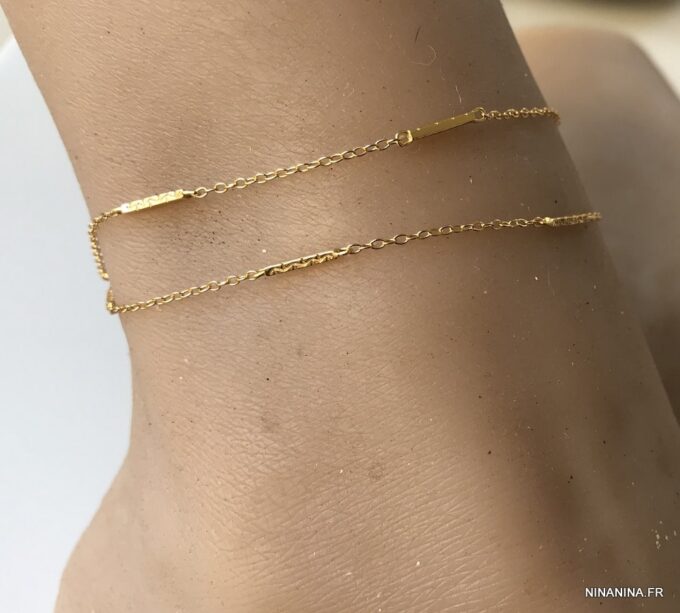 N7256 Chevillère plaqué or sur argent 925 double tour femme - Bijoux de pied en ligne Ninanina