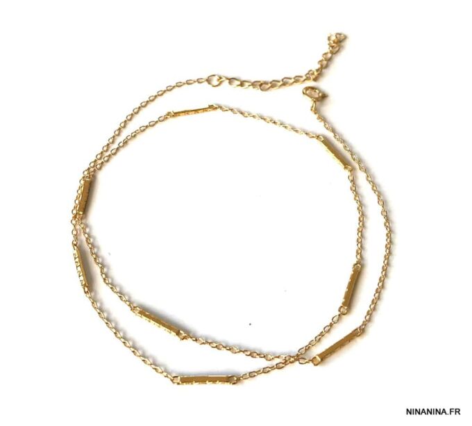 N7256a Chevillère plaqué or sur argent 925 double tour femme - Bijoux de pied en ligne Ninanina