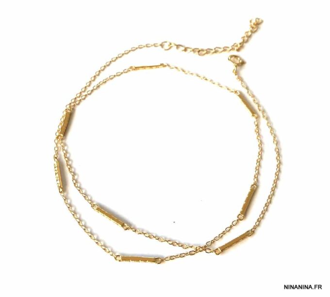 N7256e Chevillère plaqué or sur argent 925 double tour femme - Bijoux de pied en ligne Ninanina