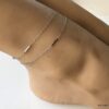 N7257 Chaine de cheville argent rhodié double tour femme - Bijoux de pied en ligne Ninanina