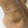 N7257d Chaine de cheville argent rhodié double tour femme - Bijoux de pied en ligne Ninanina
