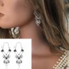 N7265c Grosses Boucles D'oreilles ethniques longues triangle - Bijoux Boucle d'oreille en ligne Ninanina