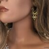 N7265g Grosses Boucles D'oreilles ethniques longues triangle - Bijoux Boucle d'oreille en ligne Ninanina