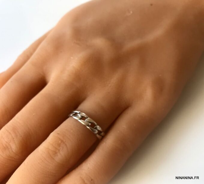 N7267 Bague chaine homme maille gourmette argent 925 - Bijoux Hommes en ligne Ninanina