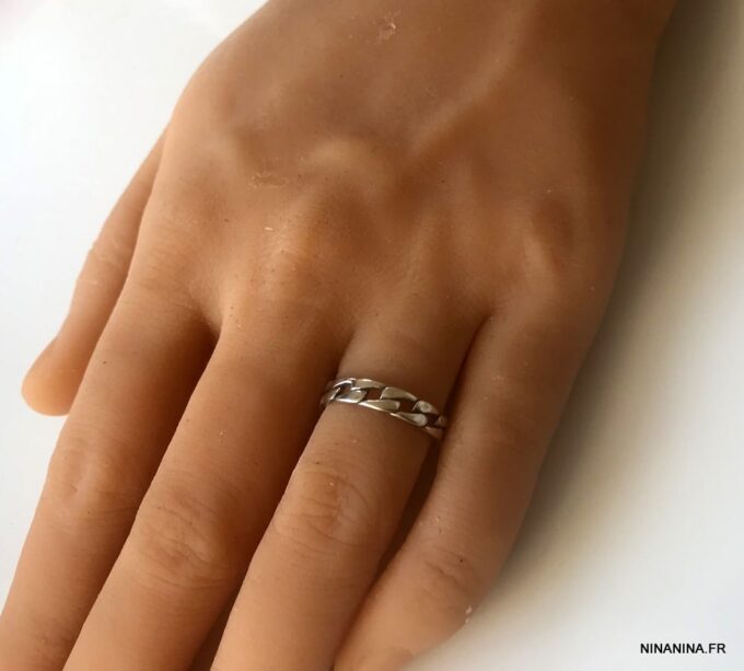 N7267c Bague chaine homme maille gourmette argent 925 - Bijoux Hommes en ligne Ninanina