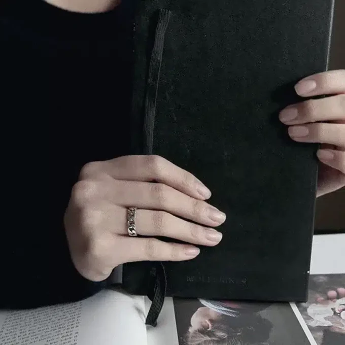 N7267g Bague chaine homme maille gourmette argent 925 - Bijoux Hommes en ligne Ninanina