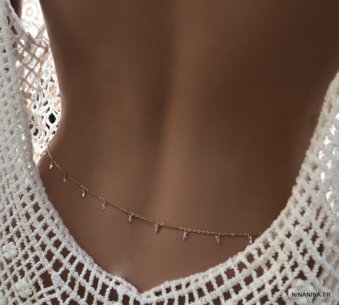 N7270 Chaine de taille strass breloque oxyde de zirconium -Bijoux de corps en ligne Ninanina