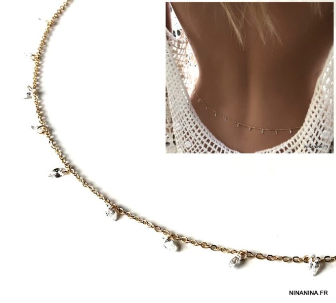N7270d Chaine de taille strass breloque oxyde de zirconium -Bijoux de corps en ligne Ninanina