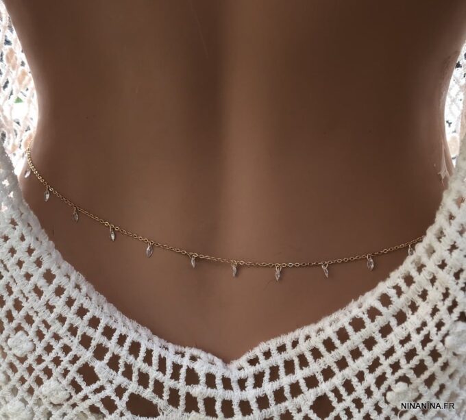 N7270e Chaine de taille strass breloque oxyde de zirconium -Bijoux de corps en ligne Ninanina