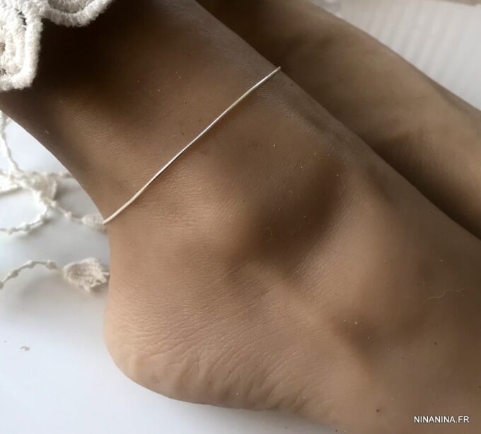N7271e Chaine cheville argent massif 925 maille serpent fine - Bijoux de pieds en ligne Ninanina