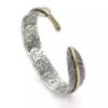 N7275d Manchette plume réglable - Bracelet homme argenté - Bijoux Bracelets en ligne Ninanina