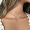 N7276a Collier pierre rose pale infini Argent ras de cou - Bijoux Colliers en ligne Ninanina