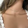 N7276f Collier pierre rose pale infini Argent ras de cou - Bijoux Colliers en ligne Ninanina