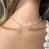 N7276h Collier pierre rose pale infini Argent ras de cou - Bijoux Colliers en ligne Ninanina