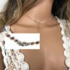 N7276n Collier pierre rose pale infini Argent ras de cou - Bijoux Colliers en ligne Ninanina