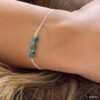 N7282 Bracelet pierre Turquoise véritable et argent 925 femme - Bijoux Bracelets Femmes en ligne Ninanina
