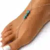 N7284 Chaine de pied Turquoise veritable et Argent 925 - Bijoux de pieds femmes enligne Ninanina
