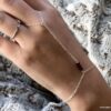 N7286b Bracelet bague cristal Swarovski rose - Chaine main argent - Bijoux Bagues en ligne Ninanina