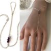 N7286c Bracelet bague cristal Swarovski rose - Chaine main argent - Bijoux Bagues en ligne Ninanina