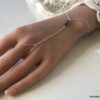 N7286d Bracelet bague cristal Swarovski rose - Chaine main argent - Bijoux Bagues en ligne Ninanina