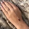 N7286f Bracelet bague cristal Swarovski rose - Chaine main argent - Bijoux Bagues en ligne Ninanina