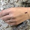 N7286g Bracelet bague cristal Swarovski rose - Chaine main argent - Bijoux Bagues en ligne Ninanina