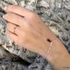 N7286h Bracelet bague cristal Swarovski rose - Chaine main argent - Bijoux Bagues en ligne Ninanina