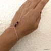N7286i Bracelet bague cristal Swarovski rose - Chaine main argent - Bijoux Bagues en ligne Ninanina