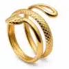 N8656a Bague serpent or Acier inoxydable doré ajustable femme - Bijoux bagues femmes en ligne Ninanina
