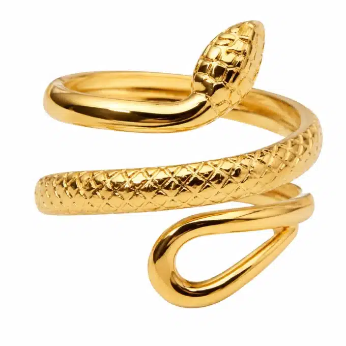N8656c Bague serpent or Acier inoxydable doré ajustable femme - Bijoux bagues femmes en ligne Ninanina