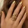 N8656d Bague serpent or Acier inoxydable doré ajustable femme - Bijoux bagues femmes en ligne Ninanina