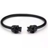 N7289 Bracelet tete de mort noir jonc homme acier inoxydable - Bijoux Bracelets en ligne Ninanina