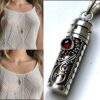 N7303b Bijou cineraire Pendentif Argent 925 Grenat rouge - Bijoux funéraires Argent en ligne Ninanina