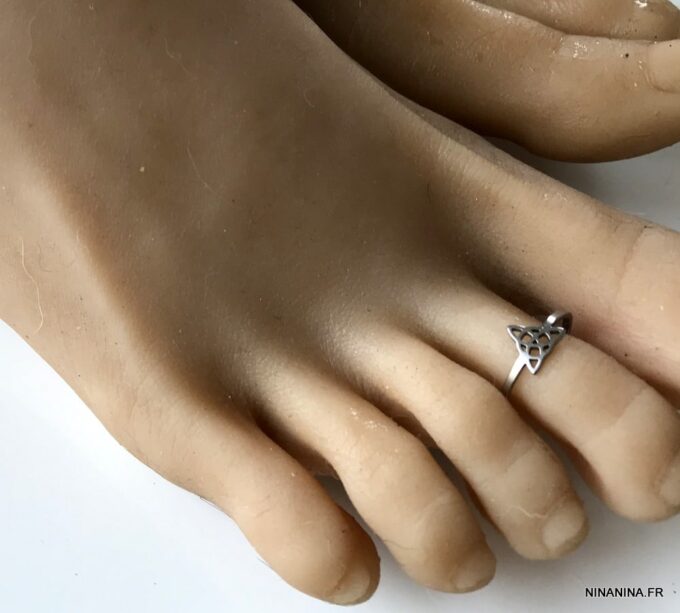 N7312b Bague de pied acier argent inoxydable style ethnique - Bijoux Bagues de pieds en ligen Ninanina