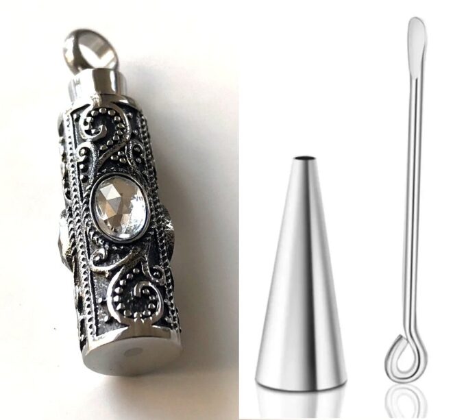 N7323a Pendentif Fiole vide Acier inoxydable argenté pour parfum - Bijoux Parfumeurs en ligne Ninanina