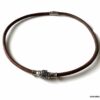 N7328b Collier ras de cou cuir homme acier inoxydable argenté - Bijoux Colliers en ligne Ninanina